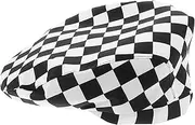 [TOVINANNA] Checkered Print Chef Hat Unisex Beret for Hotels and Restaurants Lightweight Food Service Cap Secure Fit Adult Baking Hat Versatile Design for Culinary Professionals