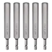 5pcs H12.0 Hex Head Drill Bit Wrench 12mm Flat Tip 1/4" Shank 110mm Long