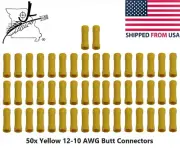 50x Yellow 12- 10 AWG Butt Connectors Wiring Wire Splice Crimp On Insulated
