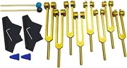 Aswalling 126.22 Hz, 136.1 Hz 141.27Hz Tuning Fork Set,Tuning Fork for Healing Chakra,Keep Body,Mind and Spirit in Perfect Harmony Gold Aluminum Alloy Tuning Fork Set Chakra Tuning Fork 1Set
