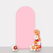 AIBIIN 2x5ft Pink Arch Wall Backdrop Round Top Cover for Valentine's Day - 2-Sided Fit Stand for Wedding, Baby Shower, Birthday, Bridal Shower, Events Party Decor