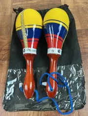 Maracas Prof Leather Salsa Model, Colors Of Colombia Ecuador & Venezuela Flags