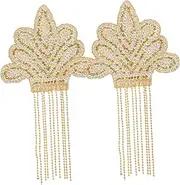 TOKIDNY 2Pcs Rhinestone Iron Patches for DIY Clothing and Hats Decorative Fringe Patches for Bags and Apparel Easy to Apply Sparkling Rhinestone Accessories