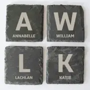 Monogram Name Slate Coasters