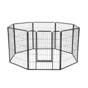 Petzly Dog Playpen Pet Cage Enclosure 8 Panel 80x100CM Black