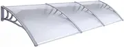 Glasshaus 1.5m x 3m Window Door Awning Canopy for UV Shade, Sunscreen & Rain Cover, Great for Gardens, Garage, Patio & Porch, (Frame: Grey, Panel: Clear), 1PC