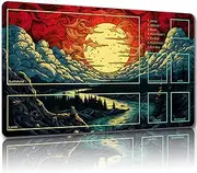 Malqiqi Playmat for MTG With Free Storage Bags - 24 x 14 Inches Game Mat for TCG and Board Games, Mousepad Desk Mat With Zones (Magic Mat 9)