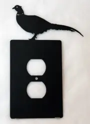 PHEASANT Single Outlet Wall Plug Plate Cover Fowl Rustic Cabin Metal Art