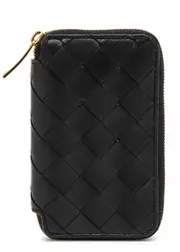 Bottega Veneta Intrecciato Leather key Pouch - Black ONE SIZE