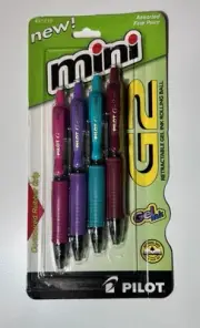 Pilot Mini G2 Retractable Fine Point Gel Ink Pens Assorted Colors #31219