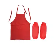 Children'S Apron And Cuff, Adjustable Kids' Apron Large Pocket Kitchen Apron Suitable For Cooking Baking Painting,Red