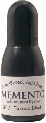 Tsukineko Memento Dye Water Based Ink REFILL Reinker 900 tuxedo black