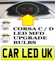 VAUXHALL CORSA C & D 2 x LED Bulbs LCD MFD Clock Radio Digital Display
