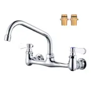 Commercial Sink Faucet with 8” Swivel Spout, 8" Center Wall Mount Kitchen Fau...
