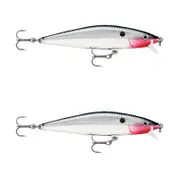 2x Rapala 8cm Flat Rap Floating Shallow Diving Fishing Lures - Chrome