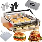 Commercial Electric Bun Toaster with 0-3 Min Timer & 50-300°C Adjustable Temp - Fast-Heating Double-Decker for Bakeries, Restaurants & Cafés