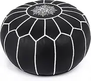 Moroccan Pouffe - Genuine Goatskin Leather - Bohemian Living Room Decor - Hassock & Ottoman Footstool - Round & Large Ottoman Pouffe - Unstuffed - Includes Stuffing Instructions