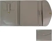 Baiyouli Conference Folder A5 Leather Envelope Document Bag Waterproof PU Triple Portfolio A5 Card Paper Stationery Documents Organiser Writing Case Notepad (Grey)