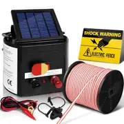 Solar Electric Fence Charger with 400M Tape 8km - 25pcs Insulators