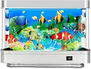 Fake Fish Tank Mini Aquarium, Aquarium Decorative Lamp, Aquarium Lights Night Light with Moving Fish, Artificial Tropical Marine Tank, Fun Gifts