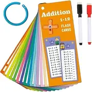 Math Flash Cards - Flash Cards for Additives, Math Facts Flash Cards | Flash Cards for Multiplication and Divisions for Children, 14 Cards for Elementary Students, Card Games For Ba