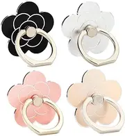 Fwaytech Cell Phone Ring Holder Flower, 360 Rotate Metal Finger Ring Socket Grip Kickstand for Smartphones,4Pack (Flower4)