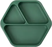 Tiny Twinkle Silicone Suction Baby Plate, Suction Grip Divided Dish for First Foods and Self-Feeding, 6-24 Months, Baby Led Weaning Supplies for Independent Eating (Olive Green, Plate)