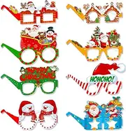 Christmas Glitter Party Glasses Frames, 24 Pieces Christmas Novelty Paper Glasses, Xmas Party Funny Eyeglasses, Christmas Party Decoration Supplies Photo Booth Props