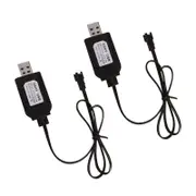 2Pack 4.8V USB Charging Cable for SM2.0 2P Connectors with Protective Circuit Board for NiCd NiMh Battery Car and Toys Multicolor