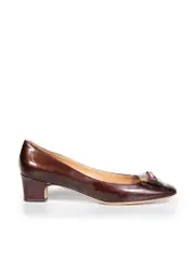 Brown Patent Buckle Pumps