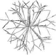 16"H Indoor Holiday 3D Snowflake Hanging Ornament with LED Lights, White , Chris