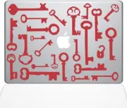 The Decal Guru Skeleton Keys MacBook Decal Vinyl Sticker - 12" MacBook - Red