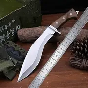 Fixed Blade Knife for Bushcraft Survival Camping Fishing, D2 Steel, Machete with Genuine Leather Sheath, Sharp Large Outdoor Knife - 26cm EDC Cutting Knife