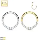 14K Solid GOLD Half Gem Hoop Ring EAR NOSE Piercing Septum Cartilage Daith Helix