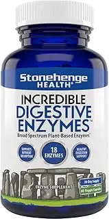 Stonehenge Health Incredible Digestive Enzymes - 18 Plant-Based Enzymes - Lipase, Lactase, Protease, Amylase, Bromelain for Gas, Bloating, Fatigue (1)