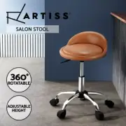 Artiss Salon Stool Swivel Chair Backrest Barber Hairdressing Chairs Brown