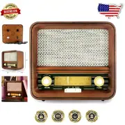 Fuse Vintage AM/FM Bluetooth Radio - Handcrafted Wood with High-Quality Speakers