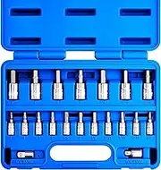 NEIKO 01150A SAE and Metric Hex Bit Socket Set | 20 Pieces | SAE 1/8” – 3/8” | Metric 3mm – 10mm | Two Socket Adapters 1/4" and 3/8” Drive | Industrial S2 Steel Bits | Heavy Duty Cr-V Sockets