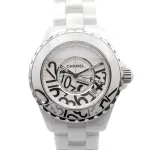 【二手名牌BRAND OFF】CHANEL 香奈兒 白色 陶瓷 J12 塗鴉 自動上鍊 腕錶 H5240