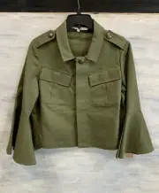 NEW! RACHEL ROY RMSJ004679SG 3/4 Bell Sleeve Utility Jacket Coat, 6 - Army Green