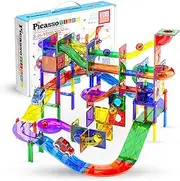 [PicassoTiles] 108pc 2-in-1 Marble Run Car Race Track Combo Magnetic Tiles PicassoToys Magnet Building Block Educational Construction Toy Playset STEM STEAM Learning Kit Child Brain Development PTG108