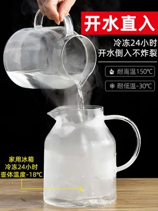 日本冷水壺玻璃涼水壺瓶大容量泡茶茶壺家用耐高溫晾白開水杯扎壺