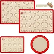 Silicone Baking Mat Set of 4, GUANCI Grade Food Baking mats Non-Stick Reusable Pizza Bakeware Mat for Making Macaroon, Pizza, Cookie, Pastry, Bread, Bun(Red)