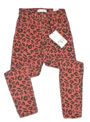 ZARA KIDS LEOPARD PRINT ANIMAL RED BLACK SKINNY JEANS PANTS SIZE 9 YEARS 134CM
