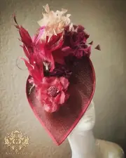 Aimee Fuller Royal Ascot Fascinator Kentucky Derby Maroon Wine Burgundy Pink