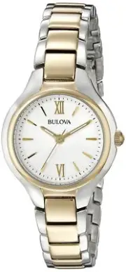 Bulova Ladies' Classic Dress 3-Hand Quartz Stainless Steel Watch Two Tone Gol...