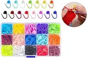 300 Pcs Stitch Markers,Crochet Knitting,15 Colors Crochet Stitch Needle Clip, Knitting Plastic Locking Stitch, Needle Clip Counter with Clear Storage Case, for DIY Handicraft Place Buckle Marker