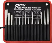 16-Piece Punch and Chisel Set with Storage Pouch, Including Taper Punch, Cold...