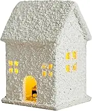 Light Up Christmas House - White Desktop Ornament with LED Light,Christmas Ornament, Wooden House Statue for Living Room Decoration