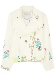 Forte_forte Eden Embroidered Denim Jacket - White - 1 (UK 8 / S) 1 (UK 8 / S)